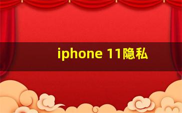 iphone 11隐私